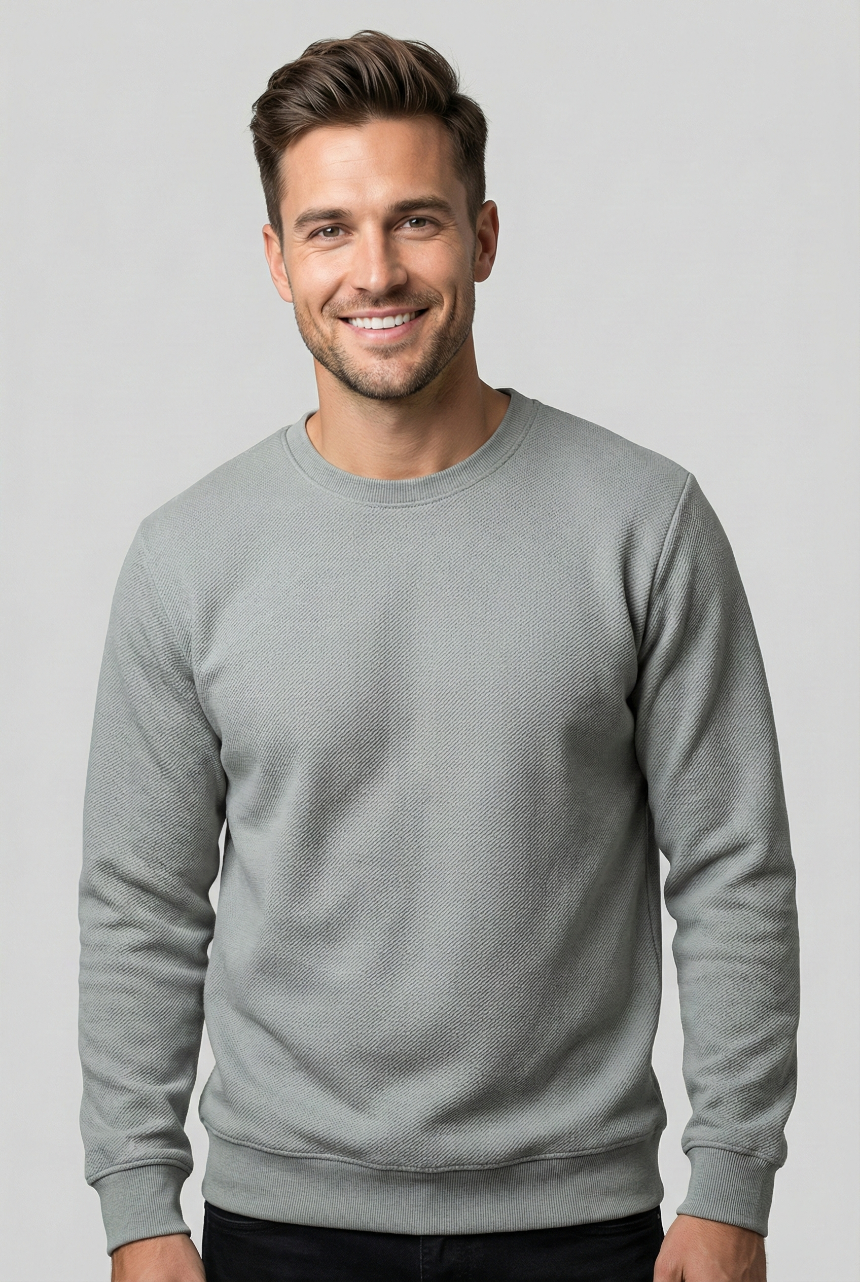 Çakıl Kumaş Sıfır Yaka Erkek Sweatshirt