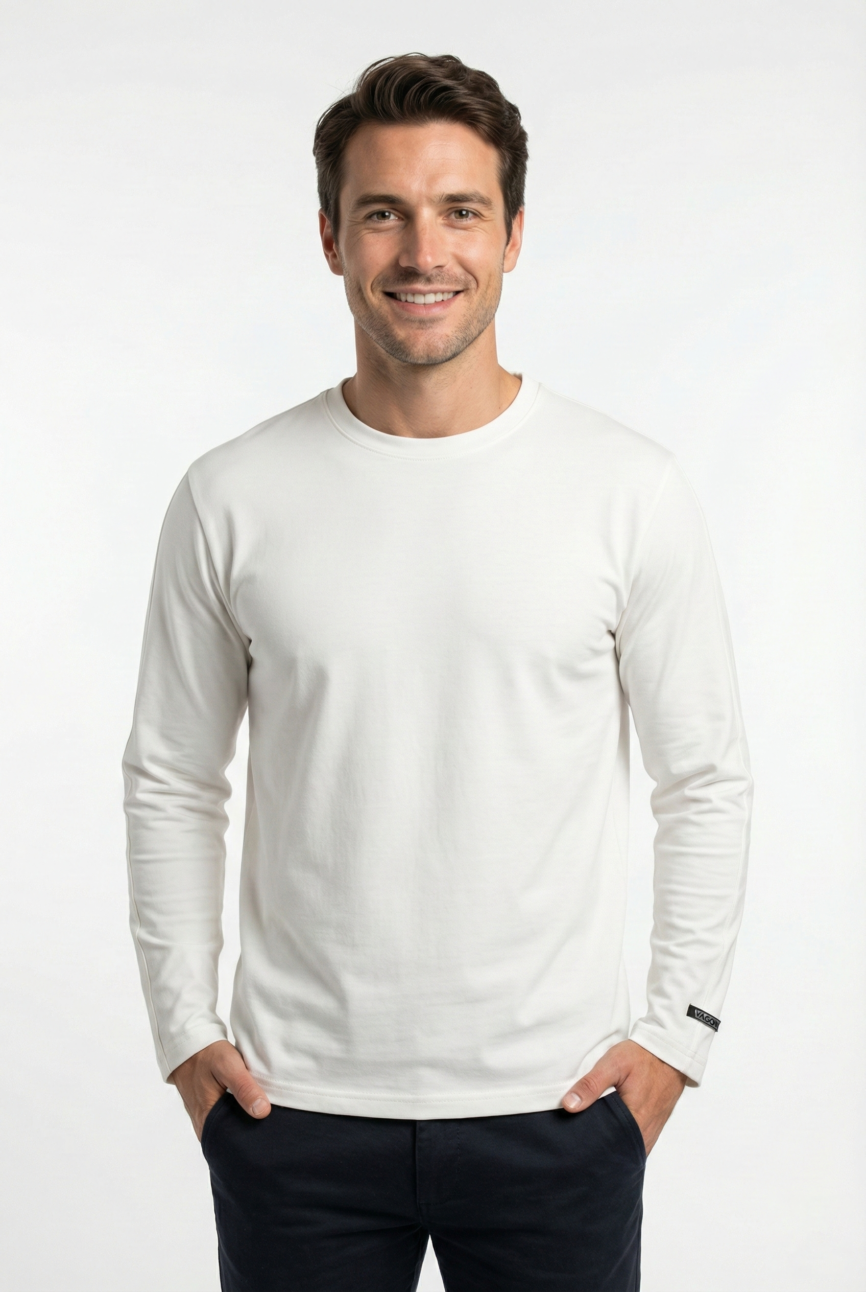 Bisiklet Yaka Kol Logo Detaylı Uzun Kollu Bisiklet Yaka Penye Kumaş Sweatshirt