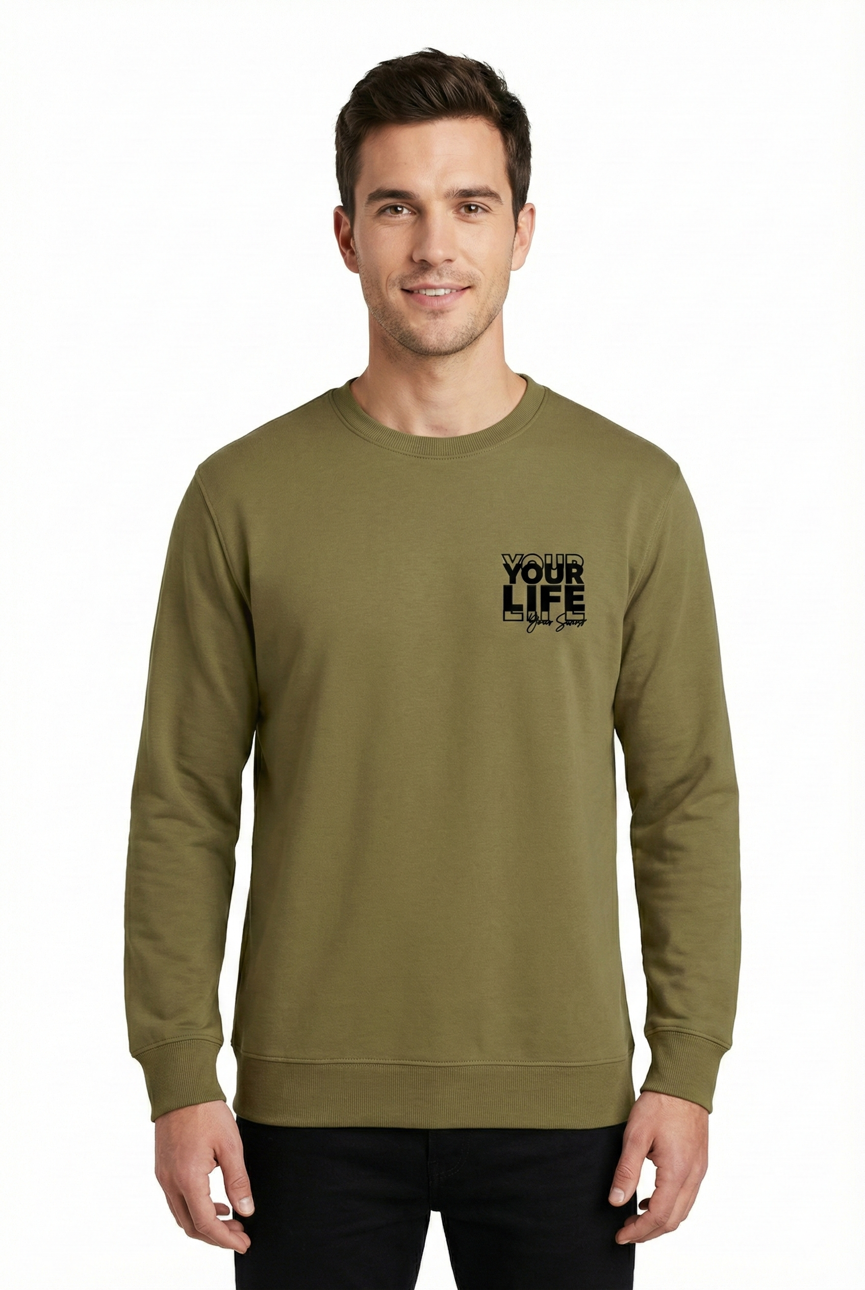 Your Life Serisi 2 İplik Compact Kumaş Baskılı Bisiklet Yaka Sweatshirt