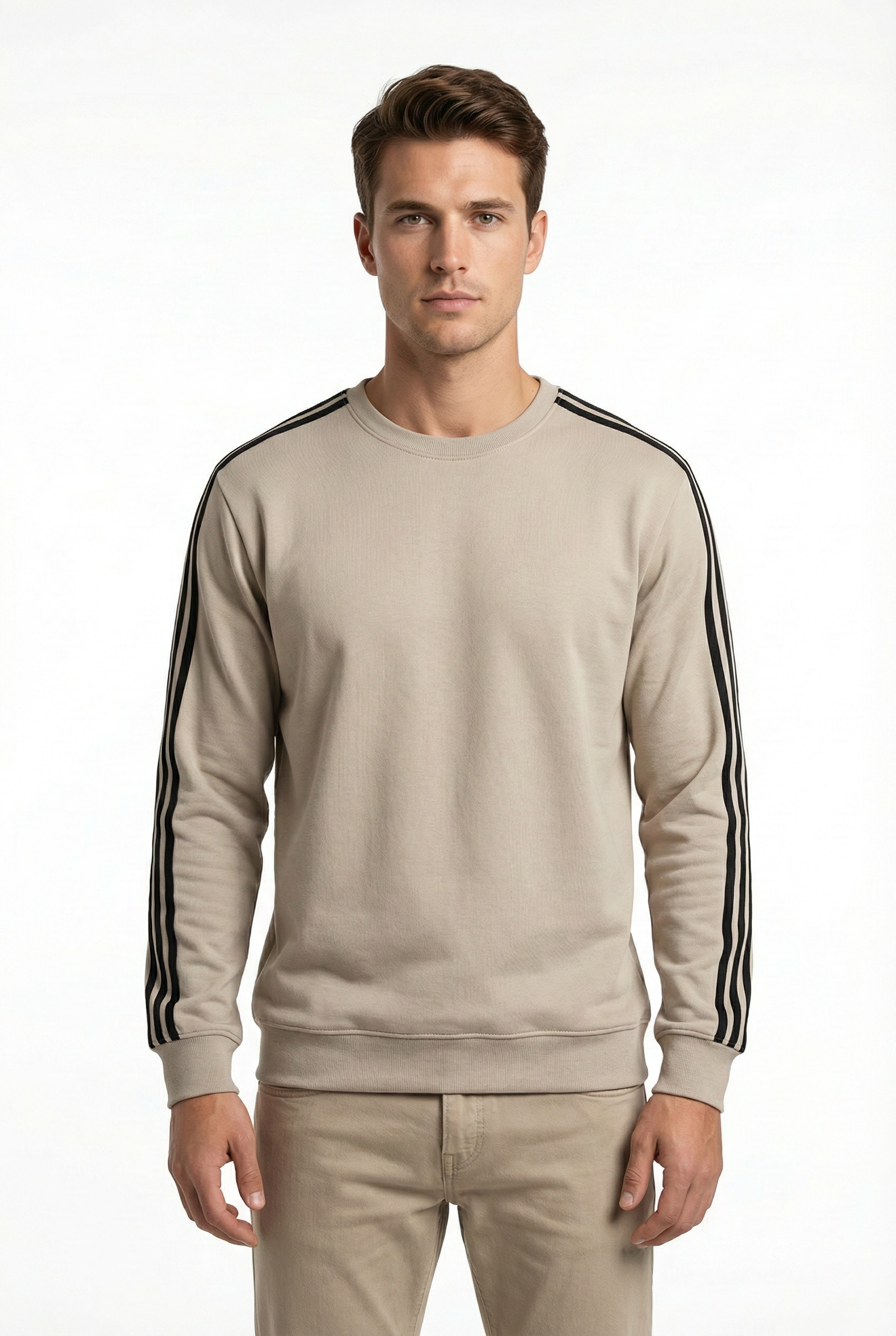 Compact 2 İplik Kumaş Kılbiyeli Sıfır Yaka Erkek Sweat