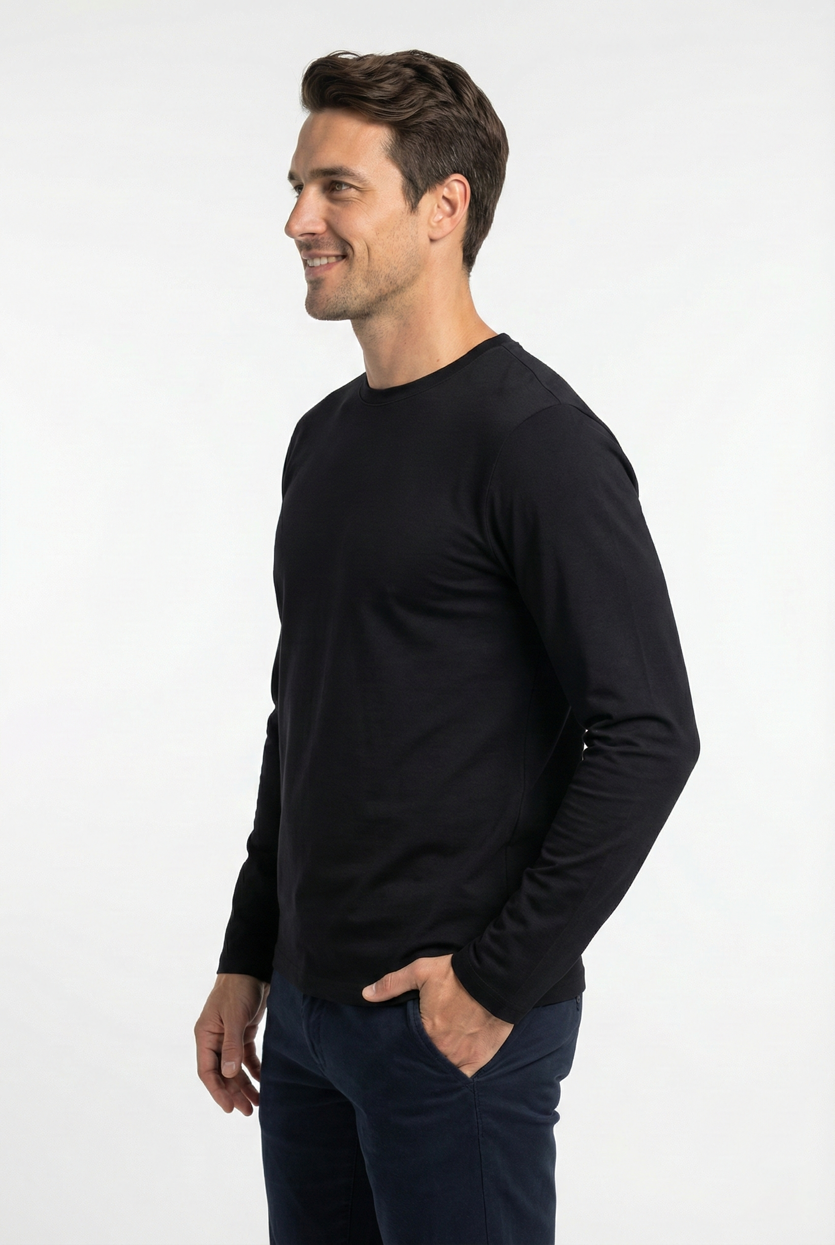 Bisiklet Yaka Kol Logo Detaylı Uzun Kollu Bisiklet Yaka Penye Kumaş Sweatshirt