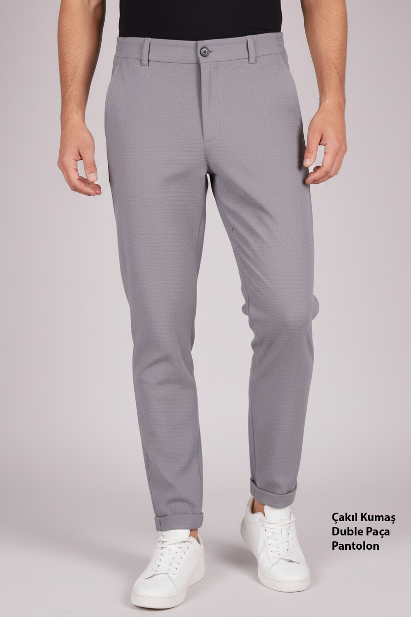 Çakıl Kumaş Duble Paça Erkek Pantolon