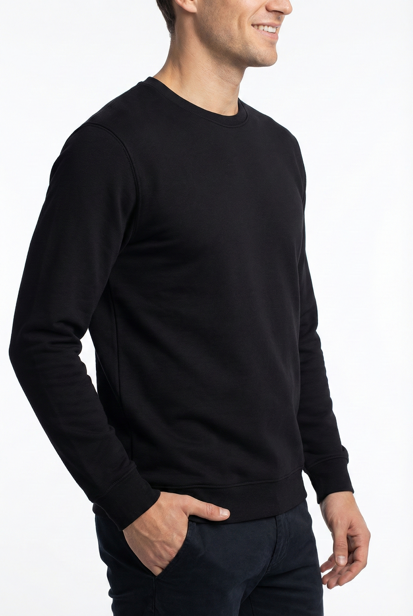 2 İplik Compact Kumaş Bisiklet Yaka Düz Sweatshirt