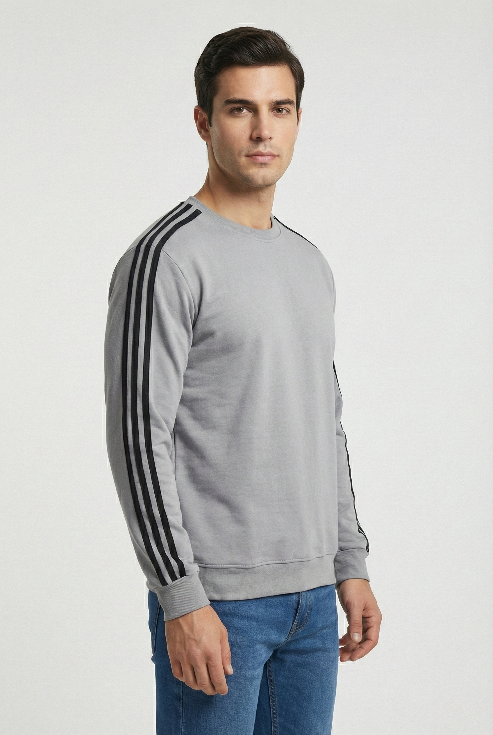 Compact 2 İplik Kumaş Kılbiyeli Sıfır Yaka Erkek Sweat