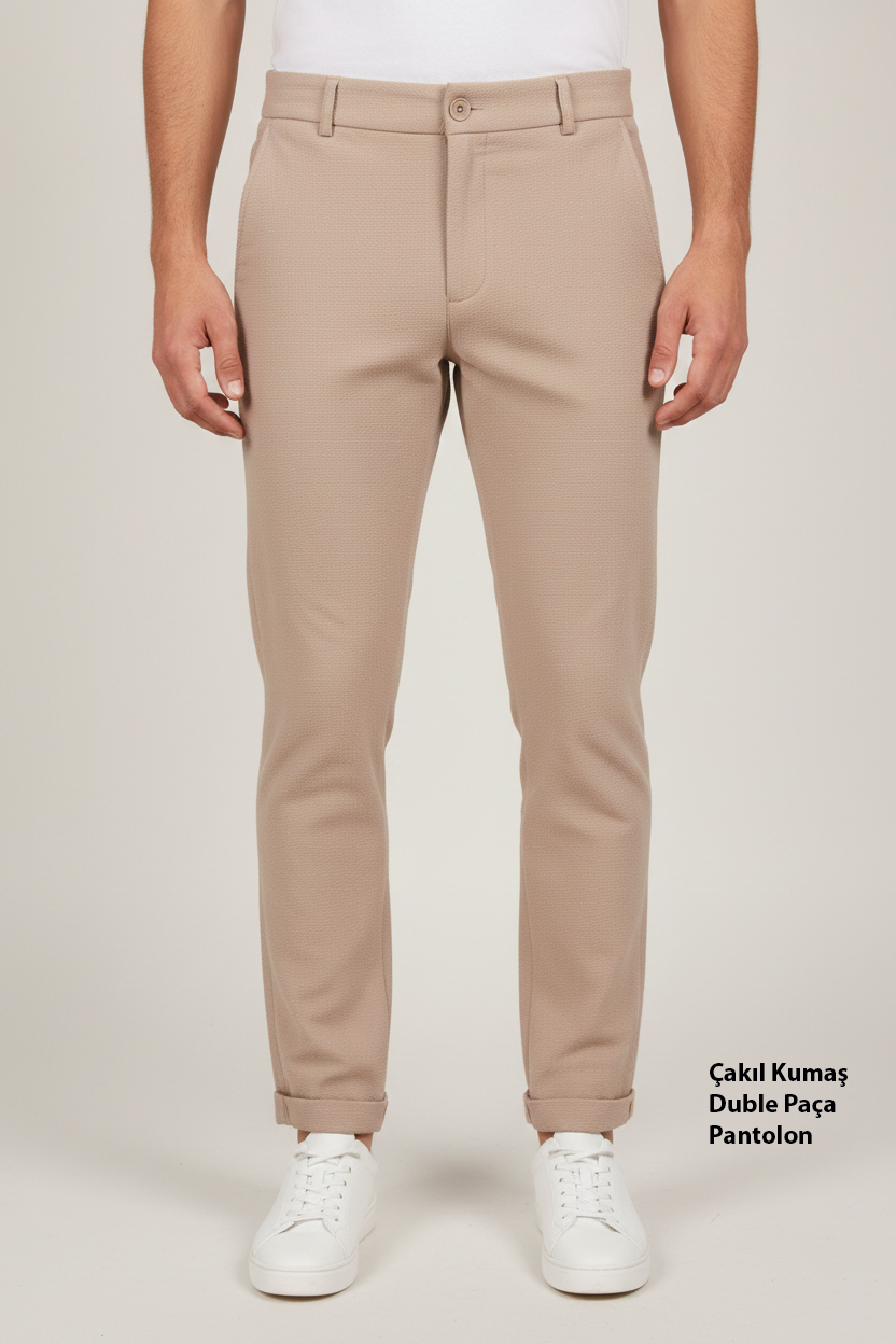 Çakıl Kumaş Duble Paça Erkek Pantolon