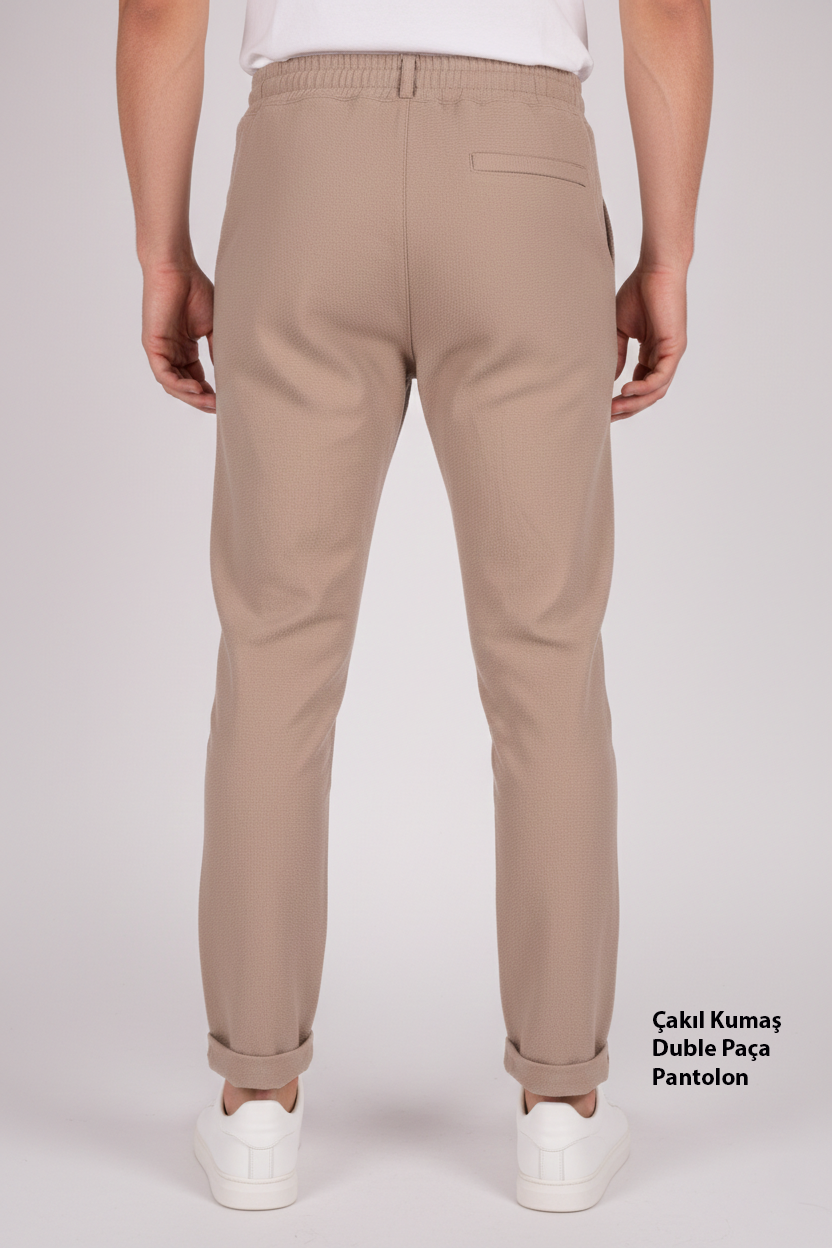 Çakıl Kumaş Duble Paça Erkek Pantolon