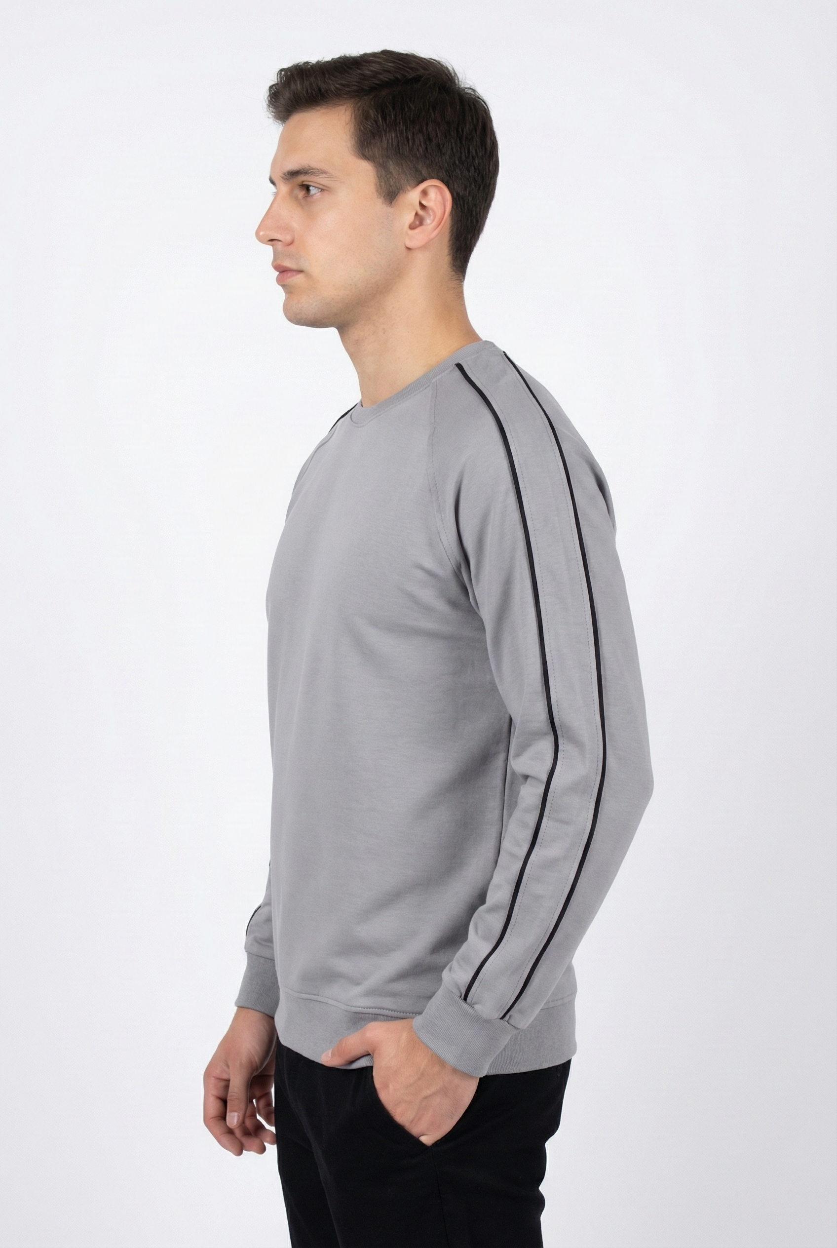 2 İplik Compact Kumaş Kol Kılbiye Detaylı Bisiklet Yaka Sweatshirt