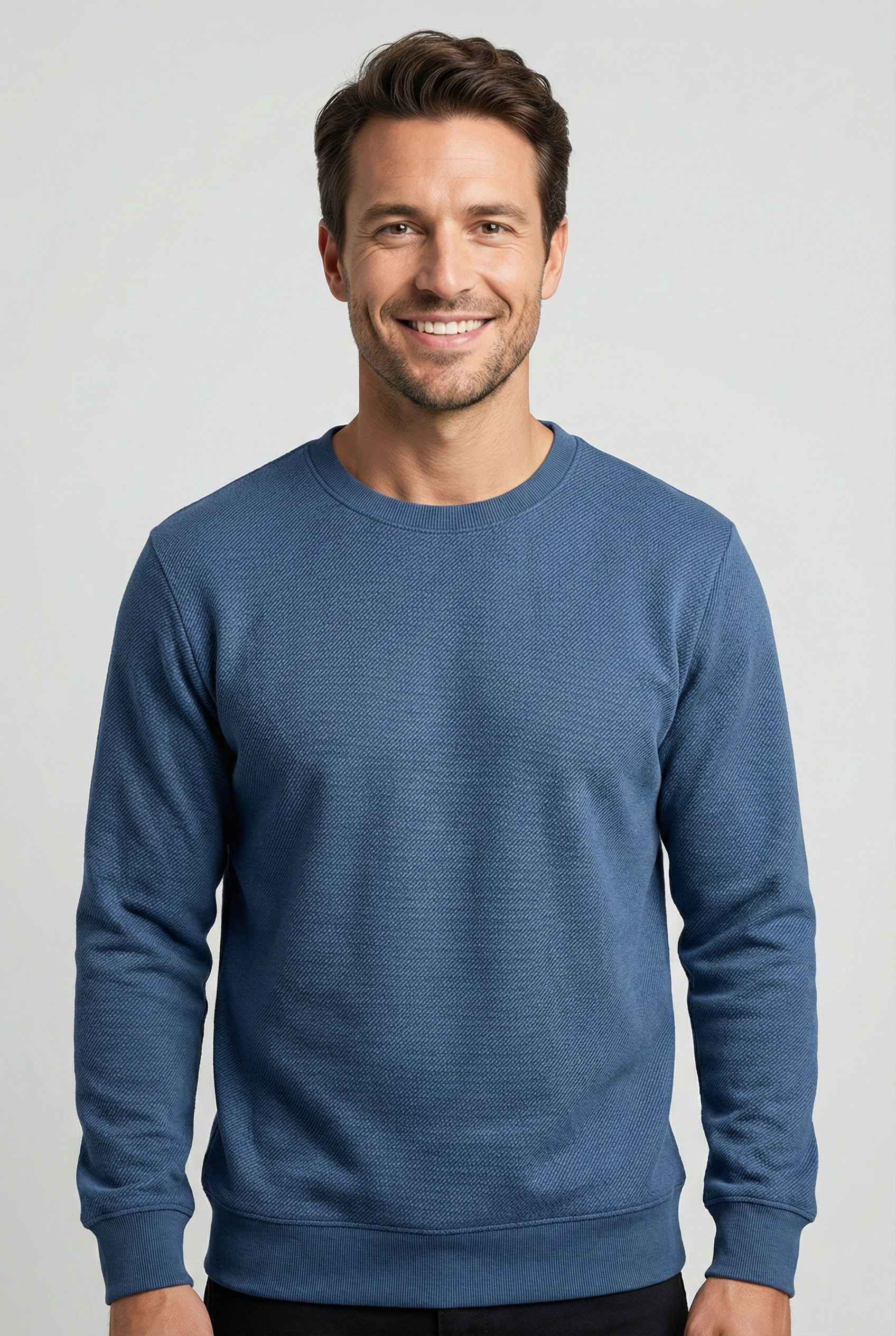 Çakıl Kumaş Sıfır Yaka Erkek Sweatshirt