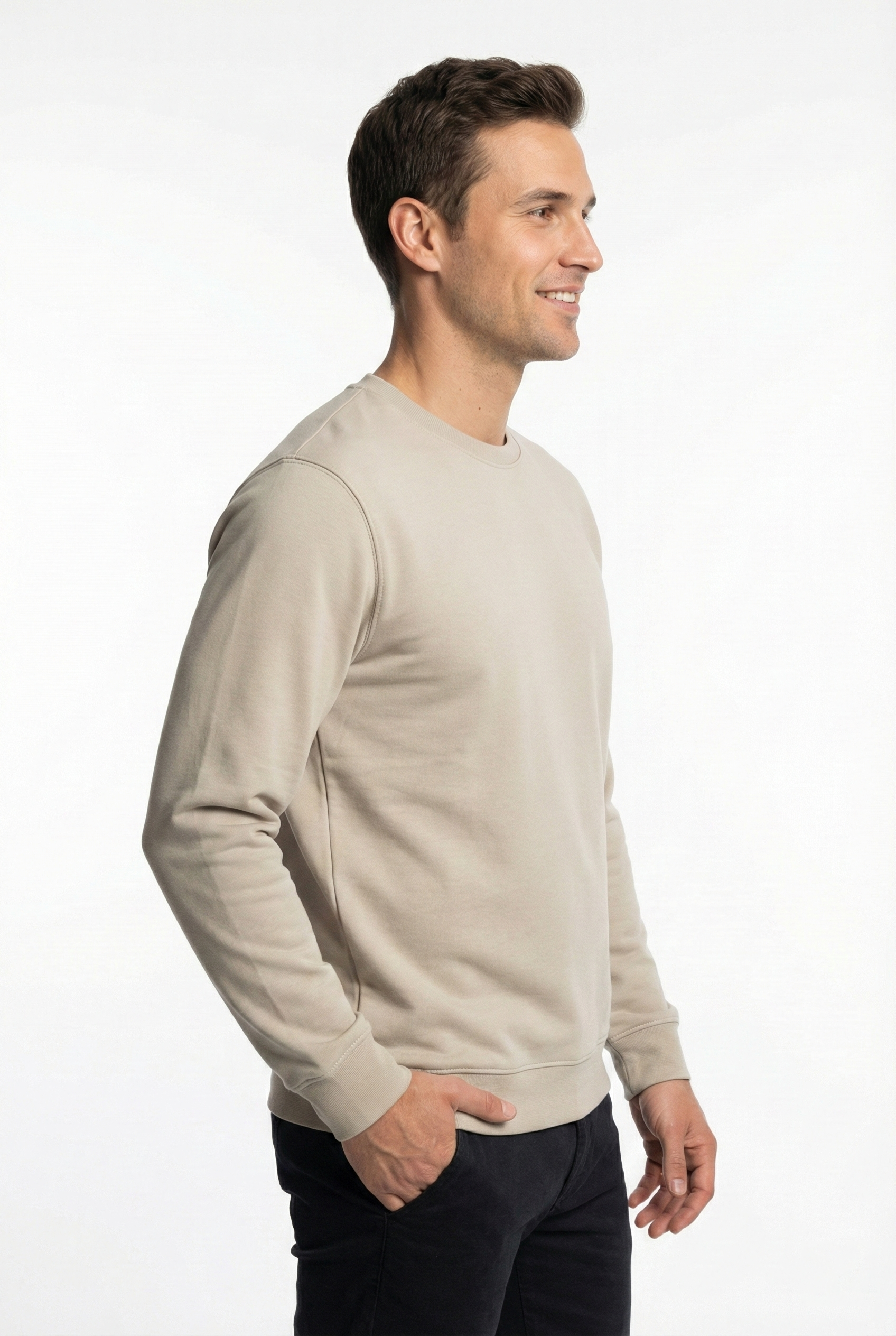 2 İplik Compact Kumaş Bisiklet Yaka Düz Sweatshirt