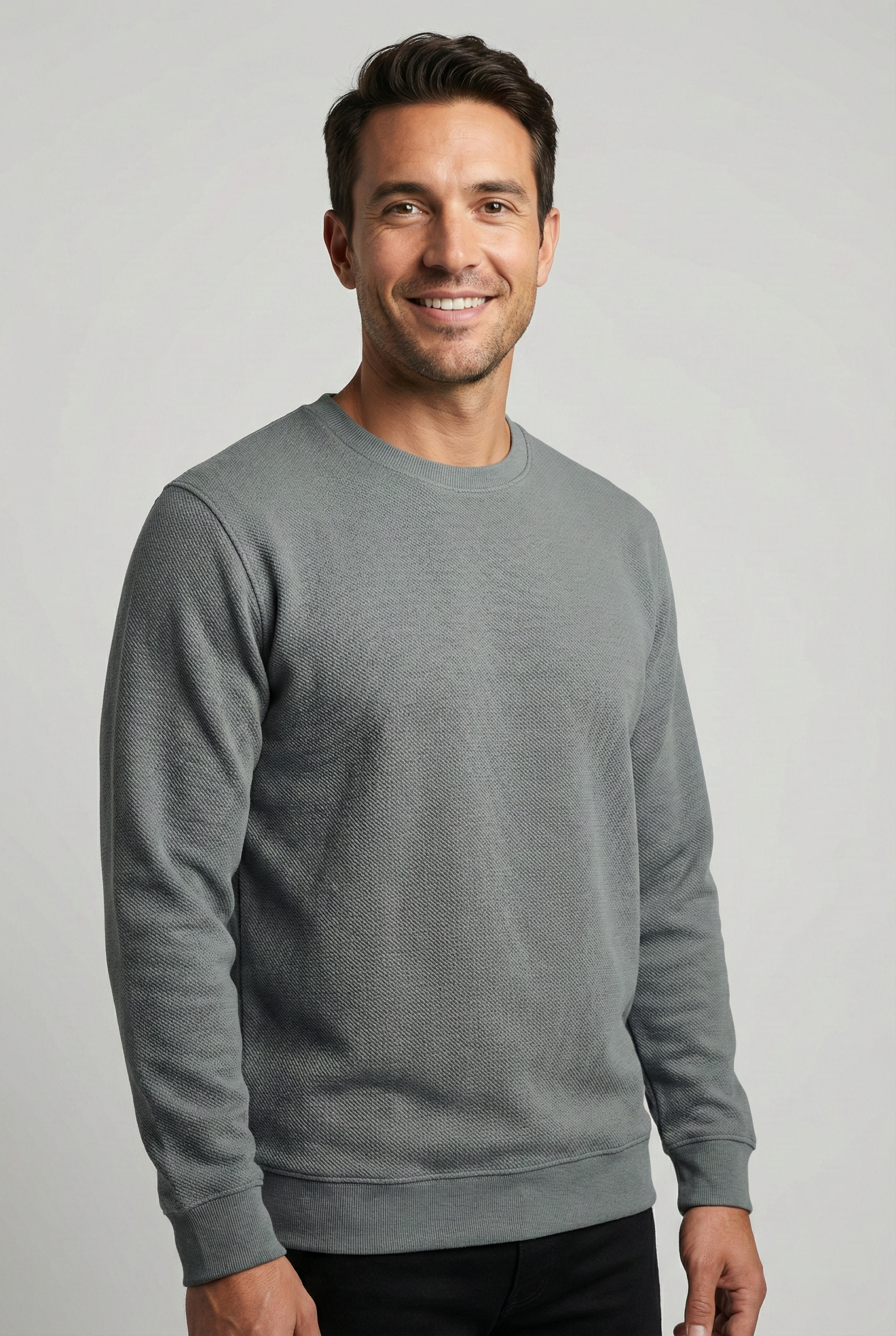 Çakıl Kumaş Sıfır Yaka Erkek Sweatshirt