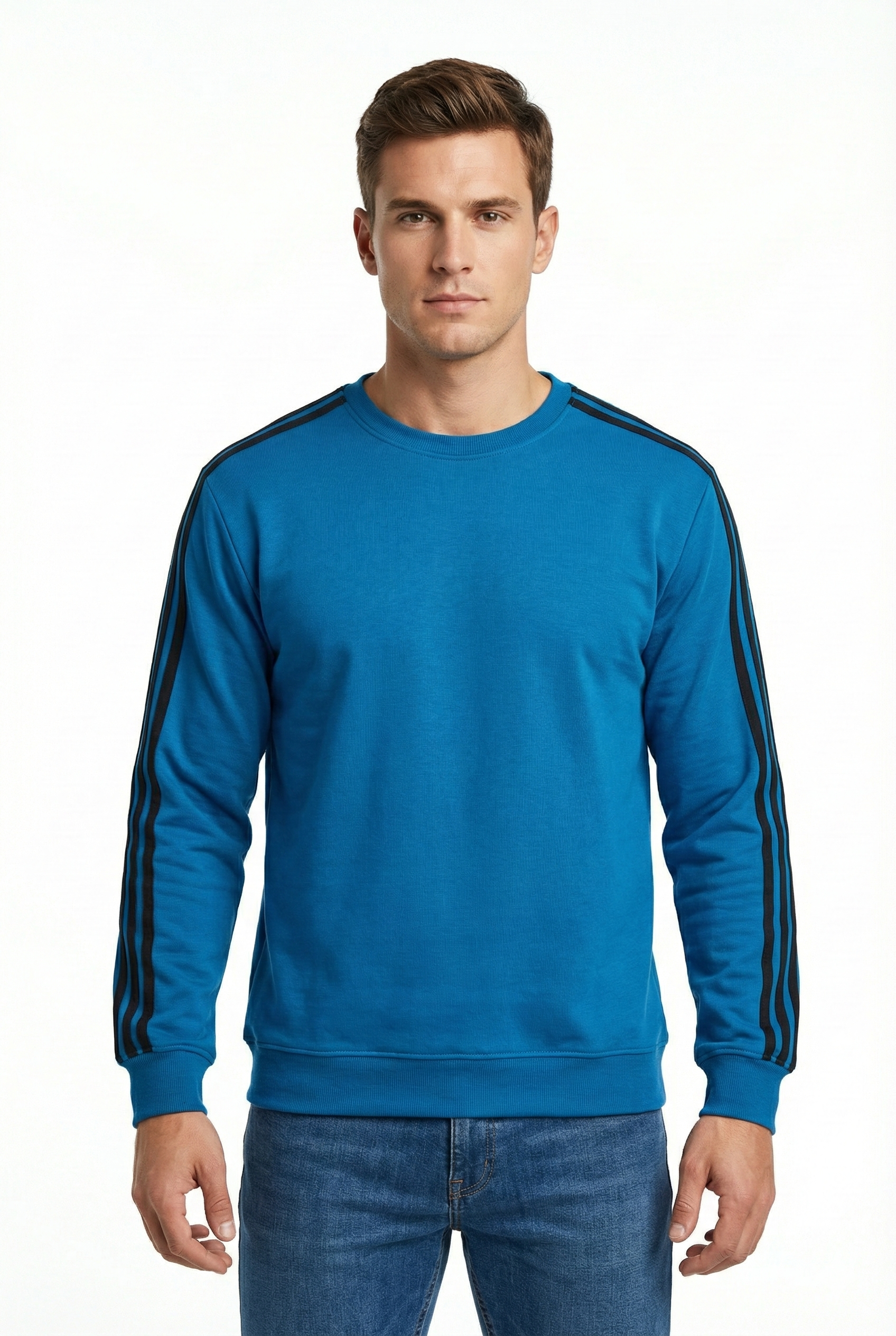 Compact 2 İplik Kumaş Kılbiyeli Sıfır Yaka Erkek Sweat