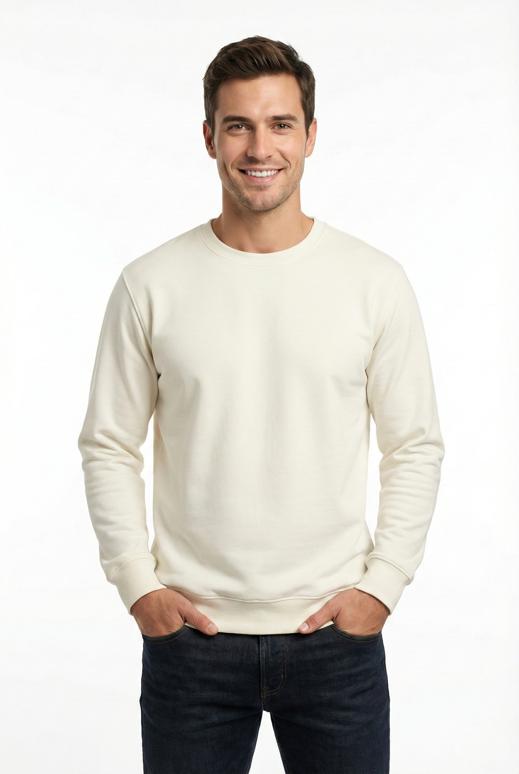 2 İplik Compact Kumaş Bisiklet Yaka Düz Sweatshirt