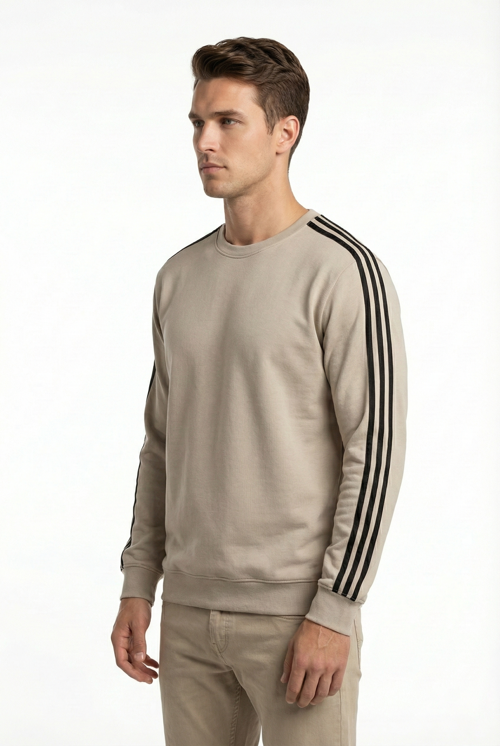 Compact 2 İplik Kumaş Kılbiyeli Sıfır Yaka Erkek Sweat