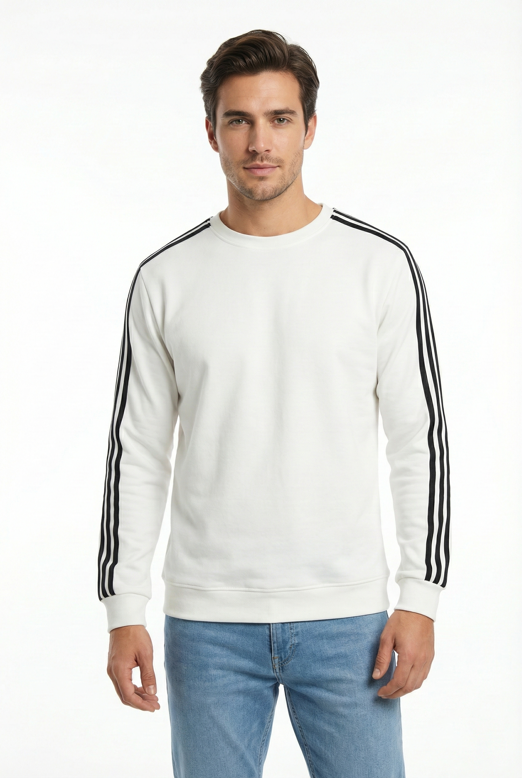 Compact 2 İplik Kumaş Kılbiyeli Sıfır Yaka Erkek Sweat