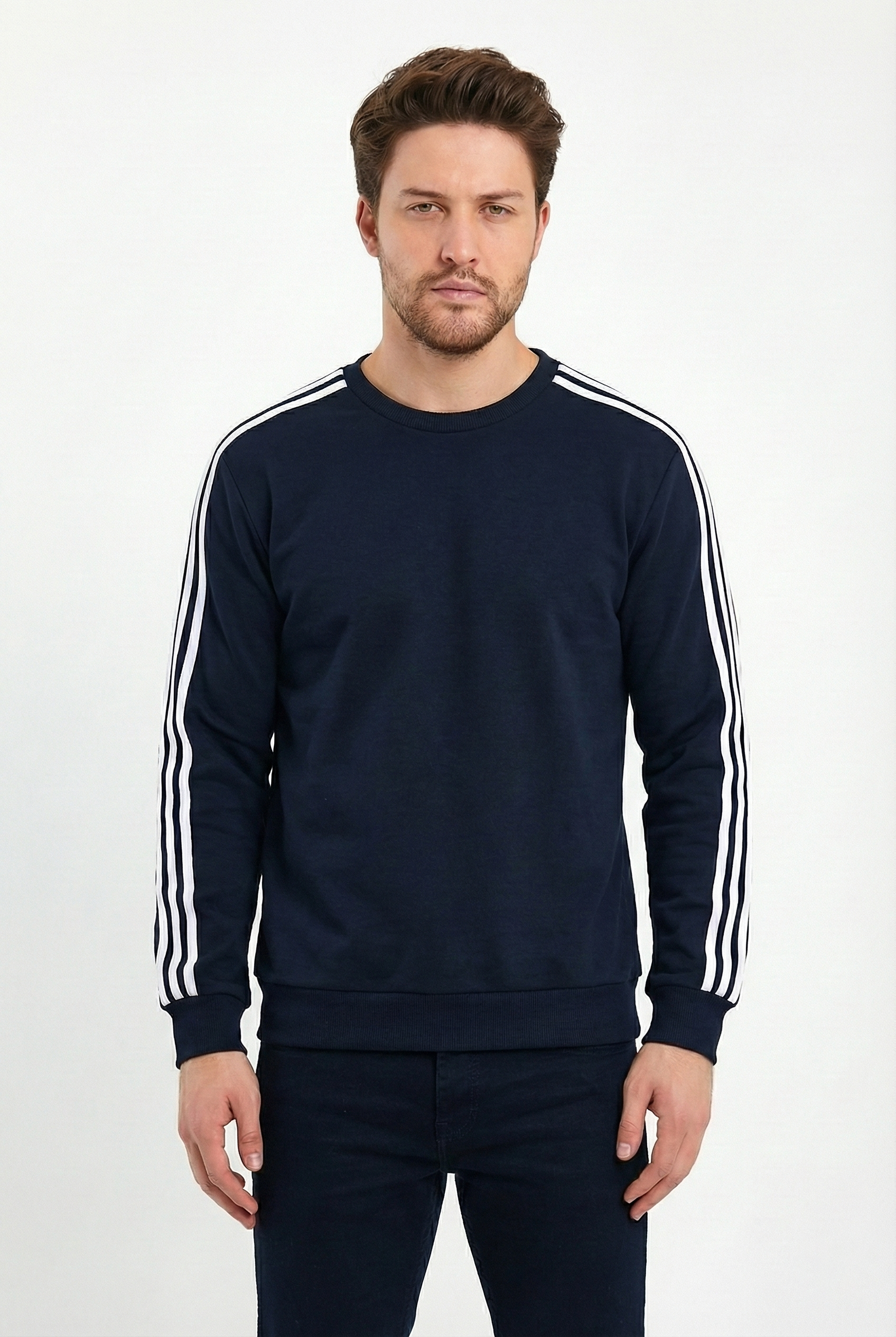 Compact 2 İplik Kumaş Kılbiyeli Sıfır Yaka Erkek Sweat