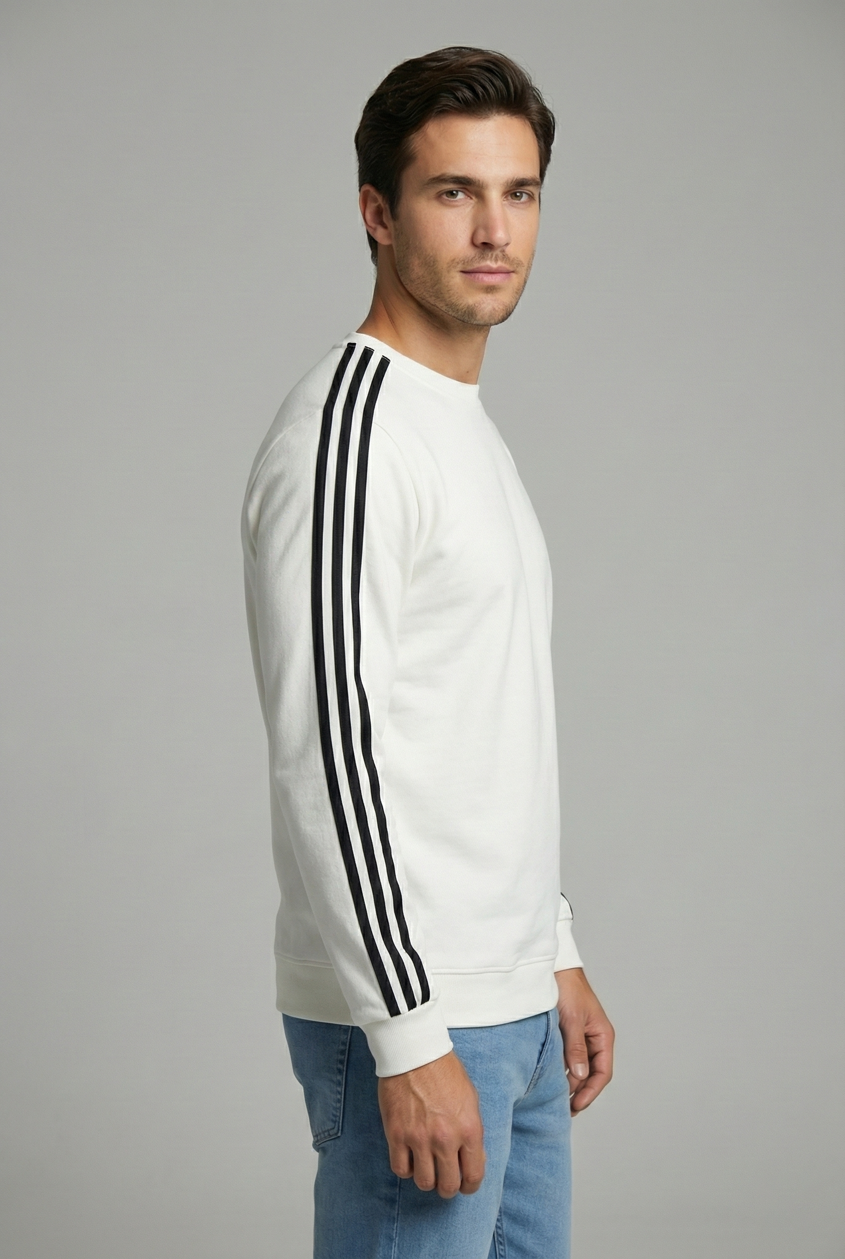 Compact 2 İplik Kumaş Kılbiyeli Sıfır Yaka Erkek Sweat