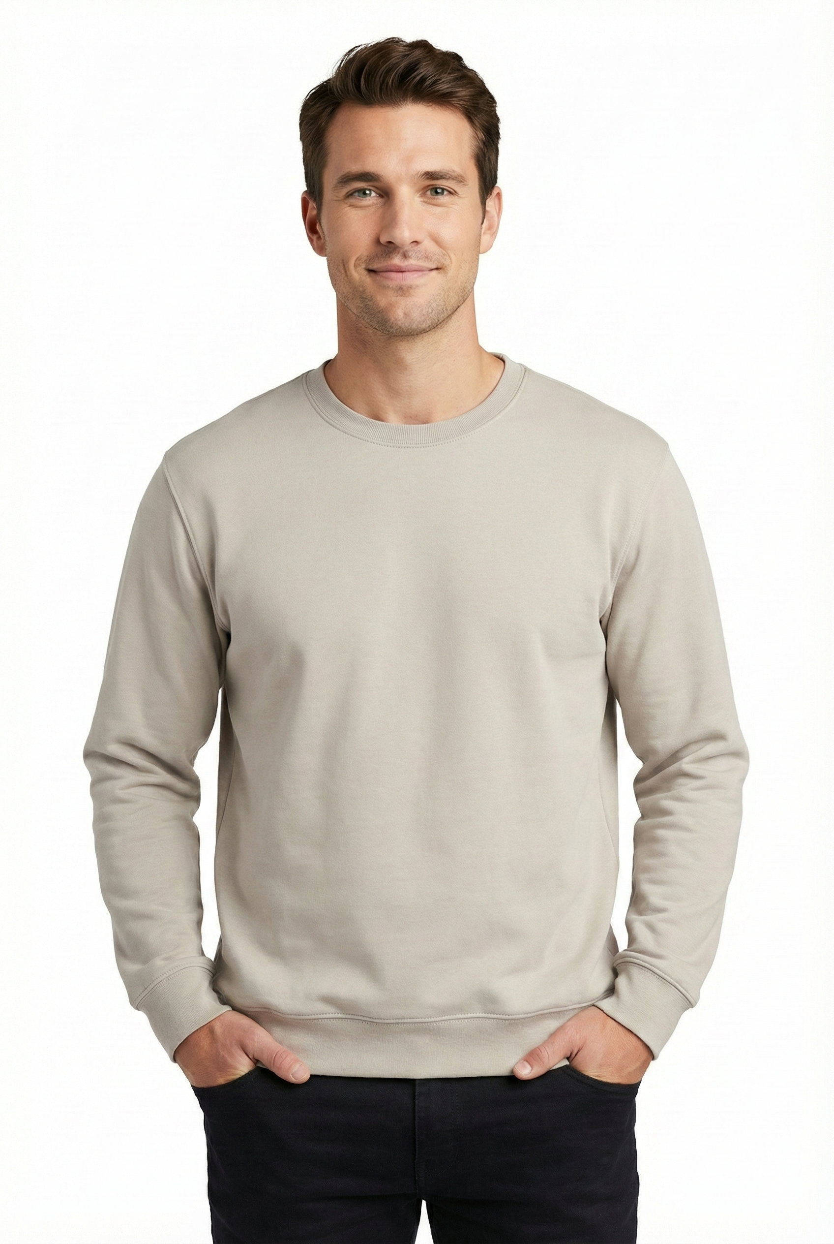 2 İplik Compact Kumaş Bisiklet Yaka Düz Sweatshirt