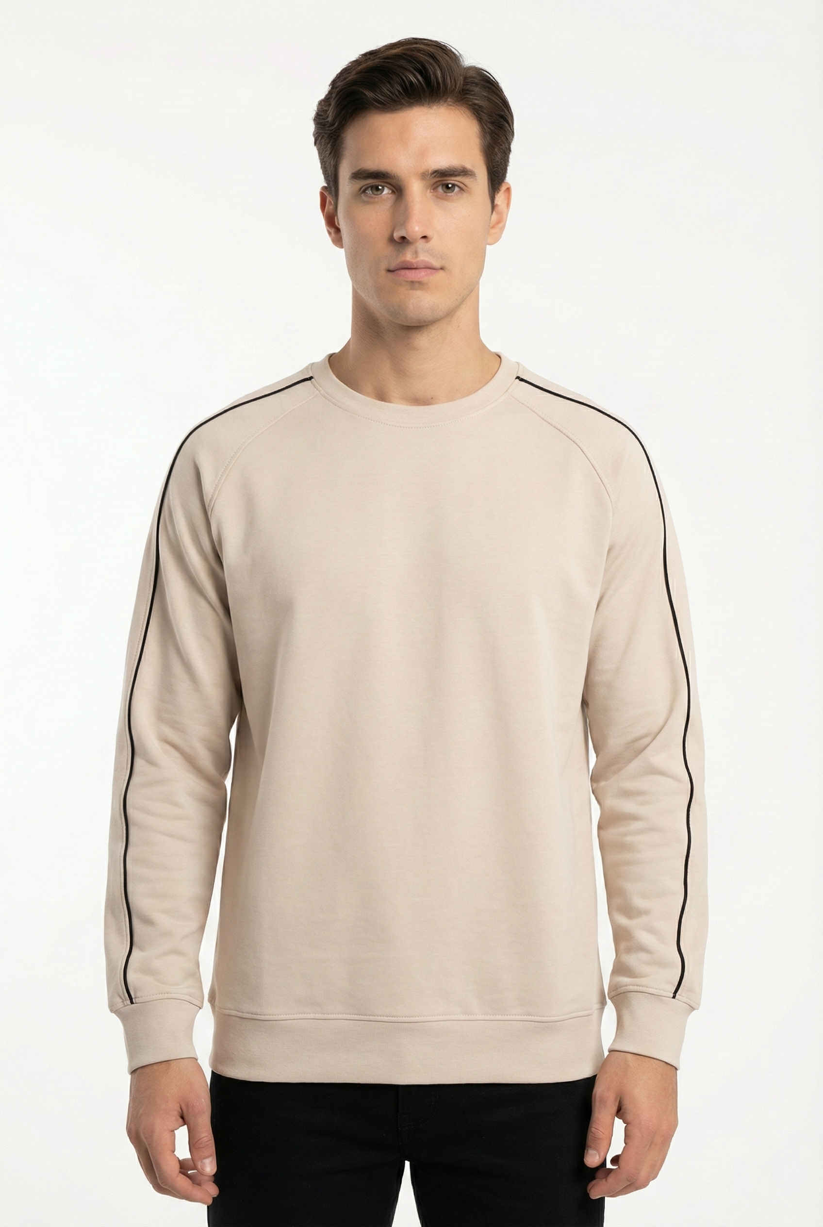 2 İplik Compact Kumaş Kol Kılbiye Detaylı Bisiklet Yaka Sweatshirt