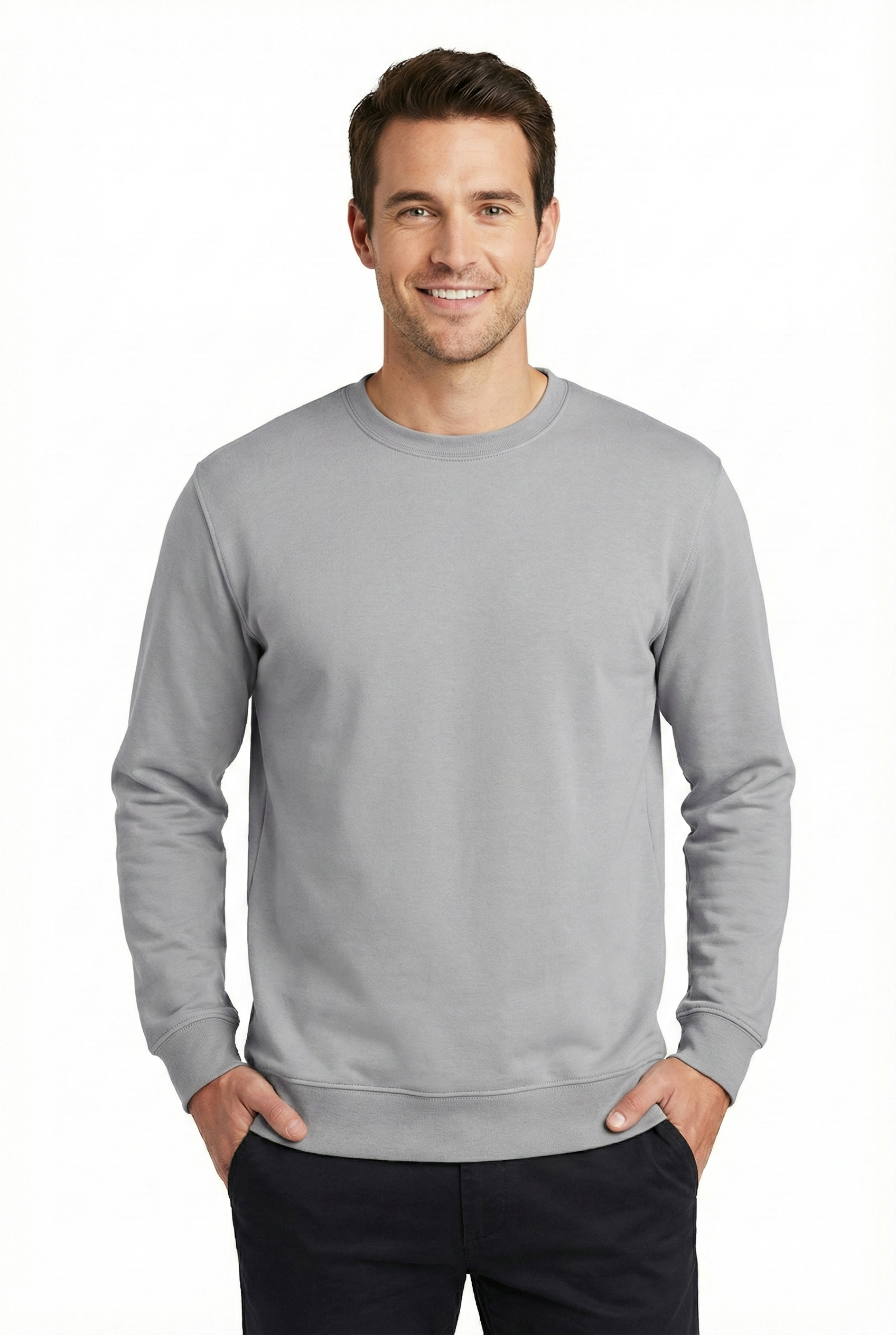 2 İplik Compact Kumaş Bisiklet Yaka Düz Sweatshirt