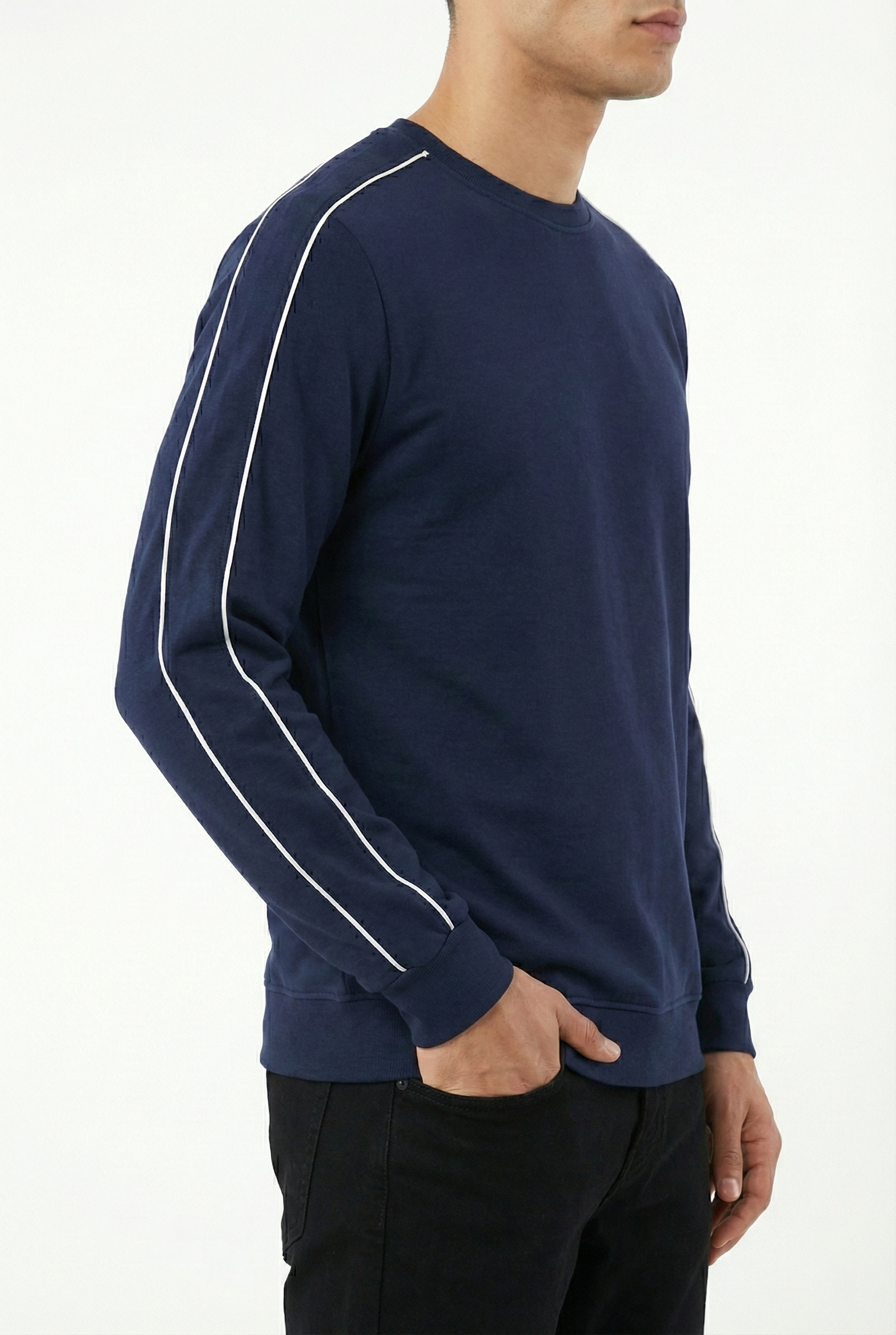 2 İplik Compact Kumaş Kol Kılbiye Detaylı Bisiklet Yaka Sweatshirt