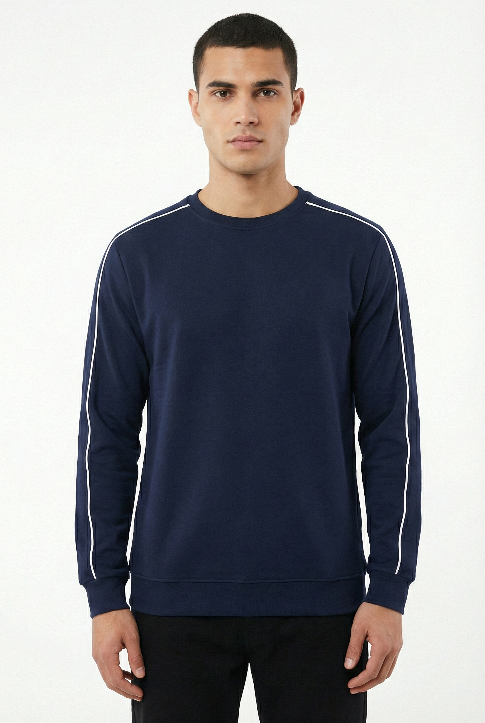 2 İplik Compact Kumaş Kol Kılbiye Detaylı Bisiklet Yaka Sweatshirt