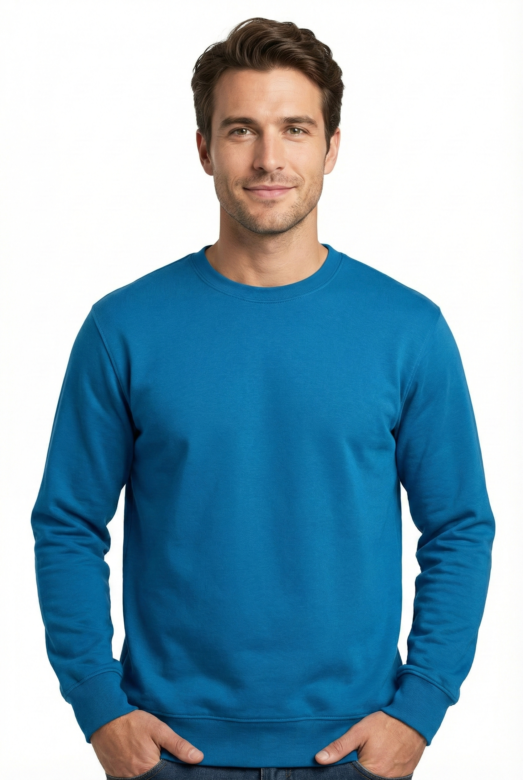 2 İplik Compact Kumaş Bisiklet Yaka Düz Sweatshirt