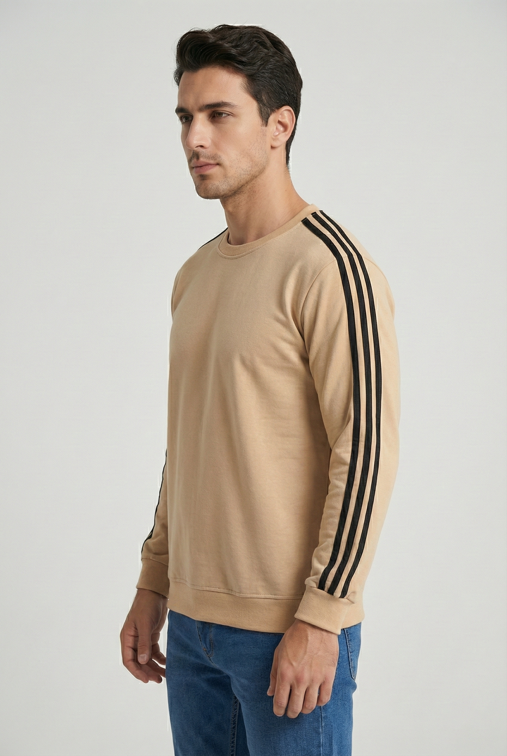 Compact 2 İplik Kumaş Kılbiyeli Sıfır Yaka Erkek Sweat