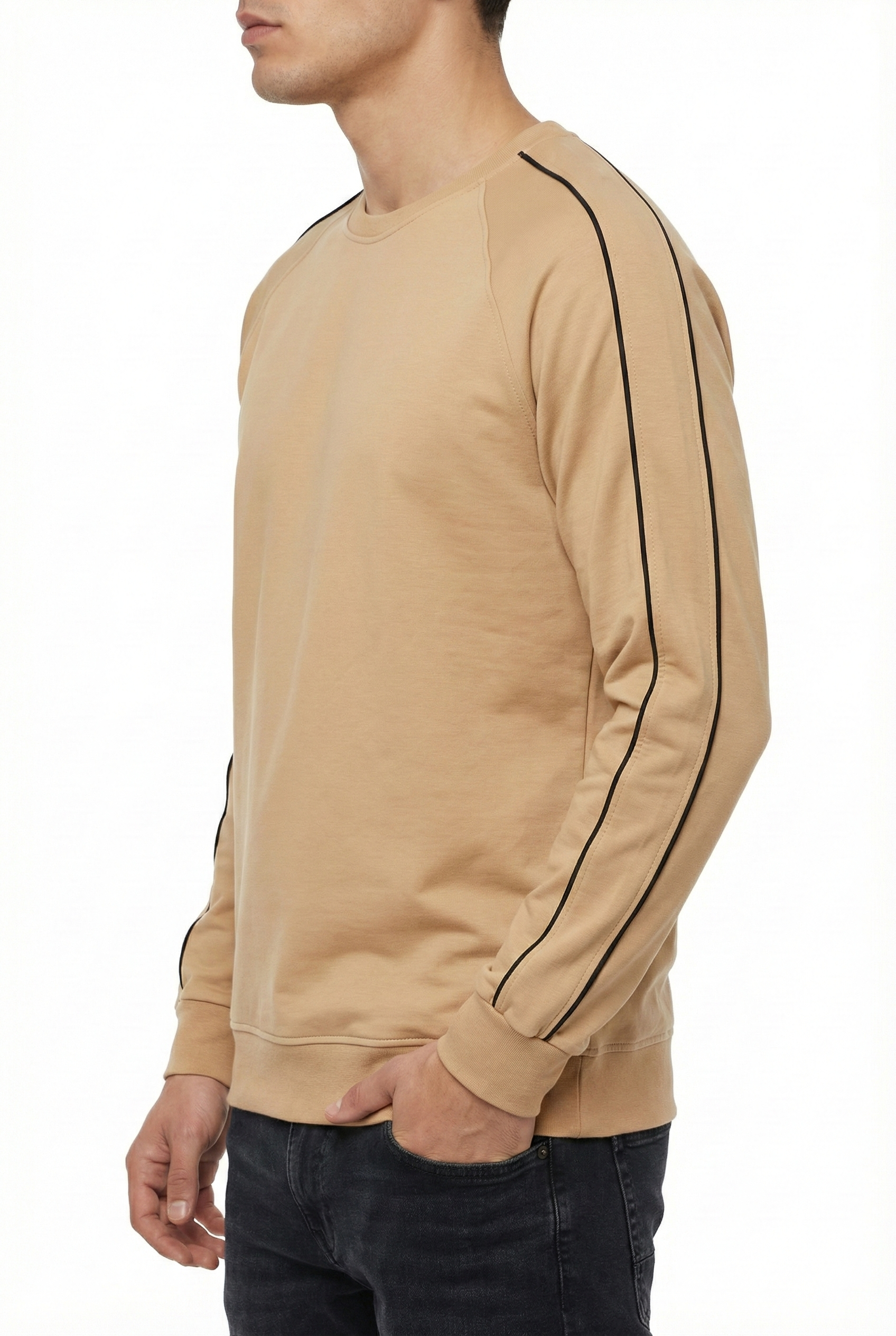 2 İplik Compact Kumaş Kol Kılbiye Detaylı Bisiklet Yaka Sweatshirt