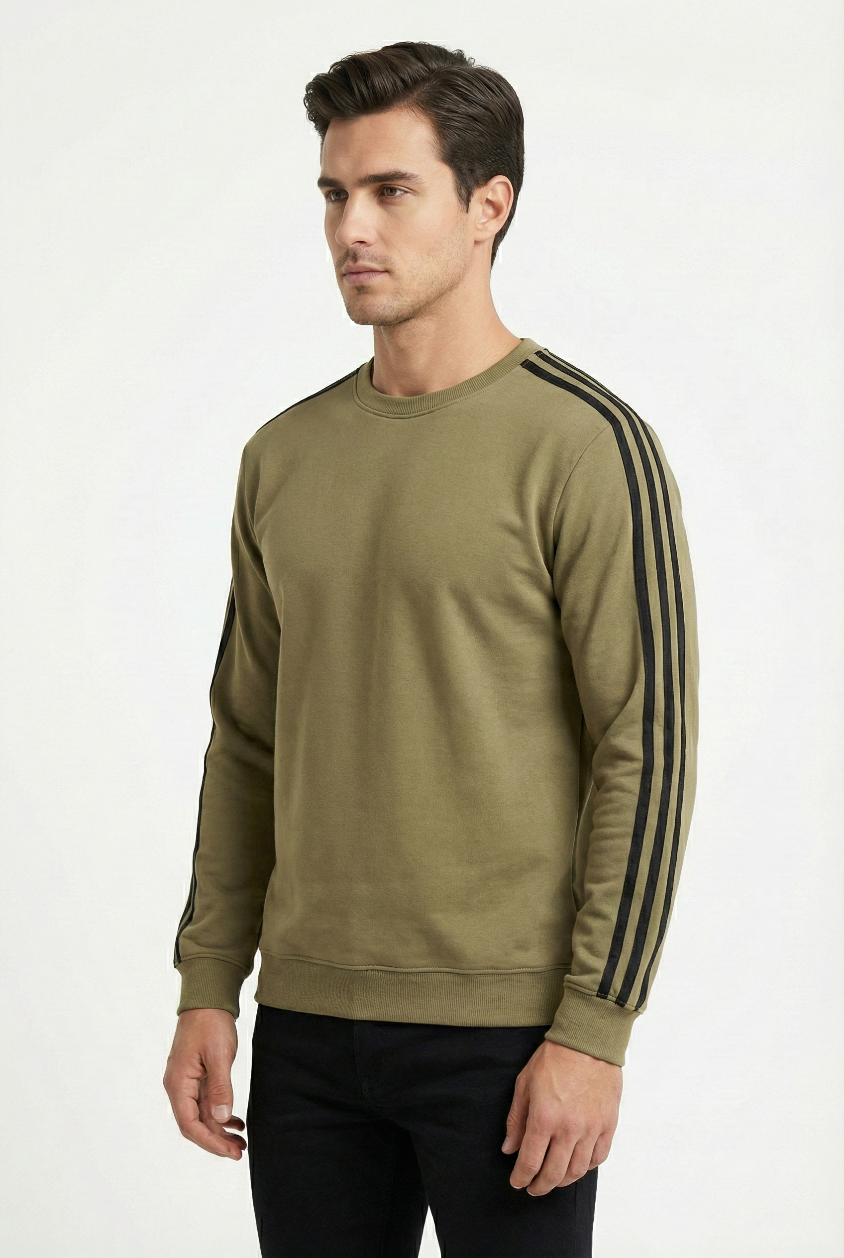 Compact 2 İplik Kumaş Kılbiyeli Sıfır Yaka Erkek Sweat