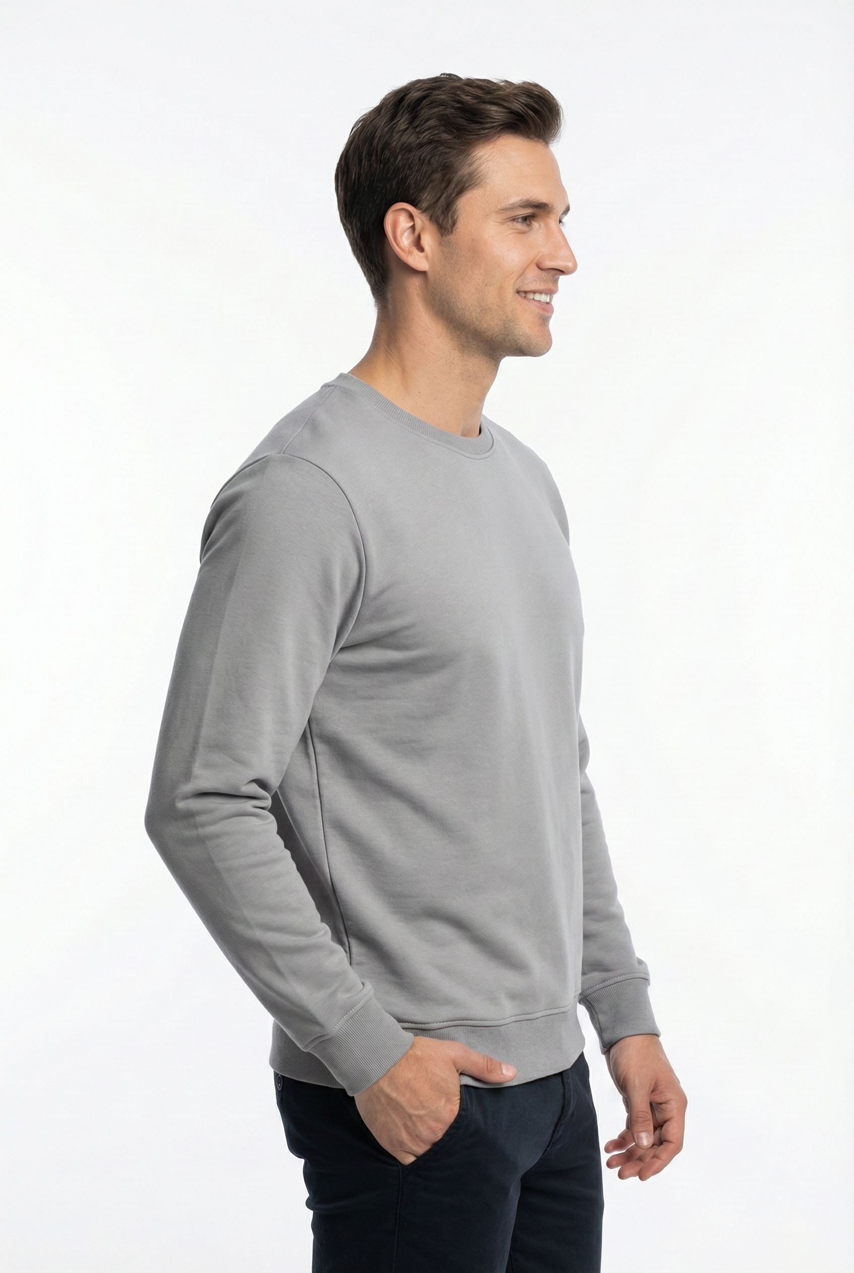 2 İplik Compact Kumaş Bisiklet Yaka Düz Sweatshirt