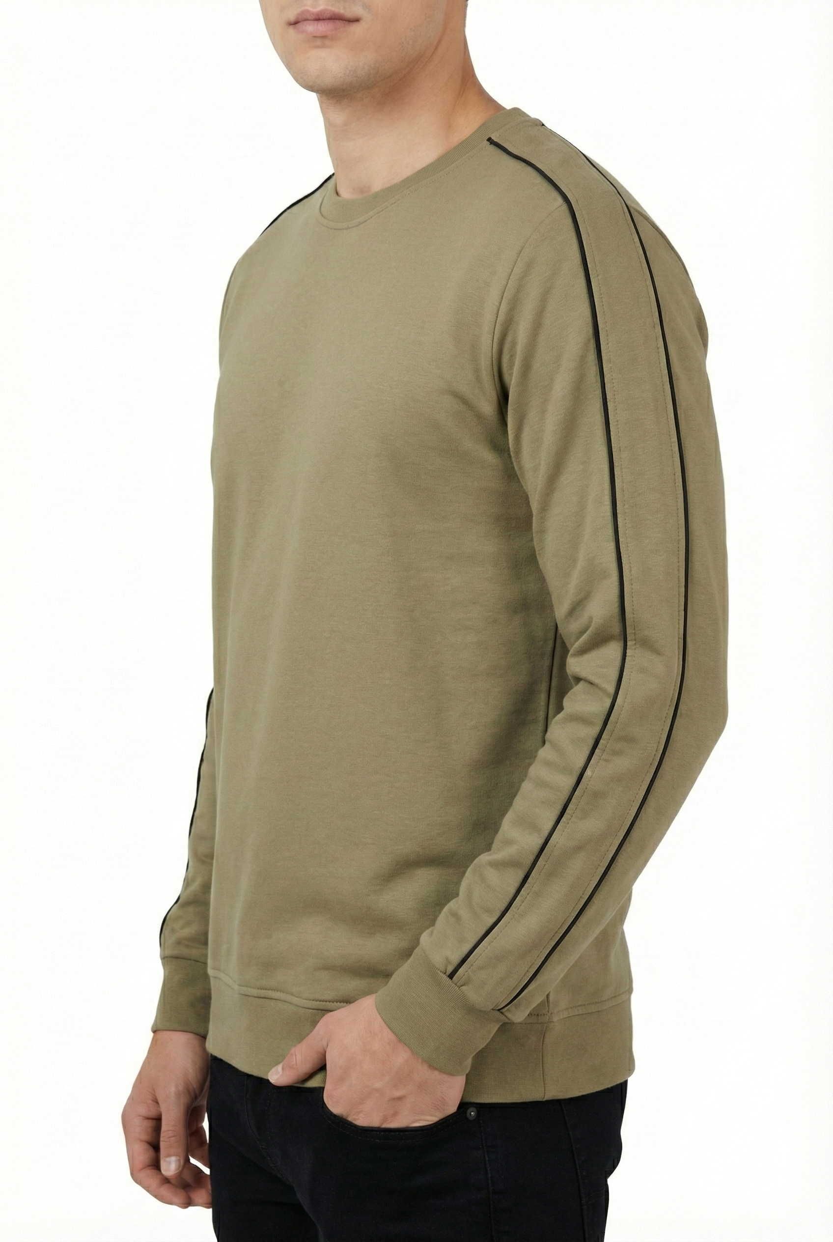 2 İplik Compact Kumaş Kol Kılbiye Detaylı Bisiklet Yaka Sweatshirt