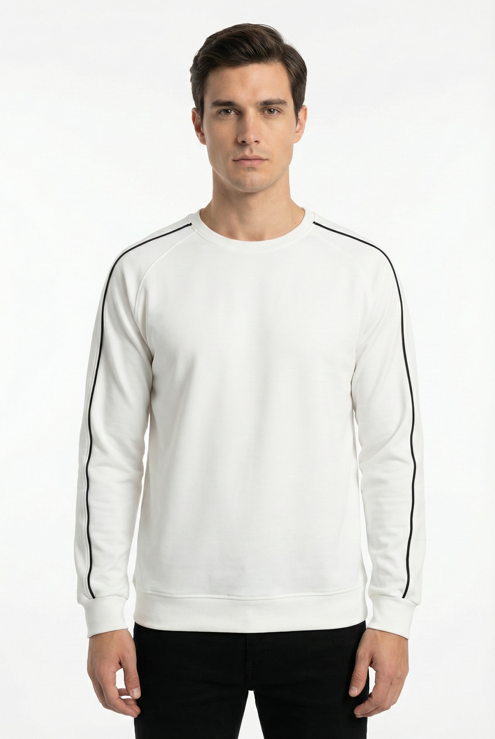 2 İplik Compact Kumaş Kol Kılbiye Detaylı Bisiklet Yaka Sweatshirt