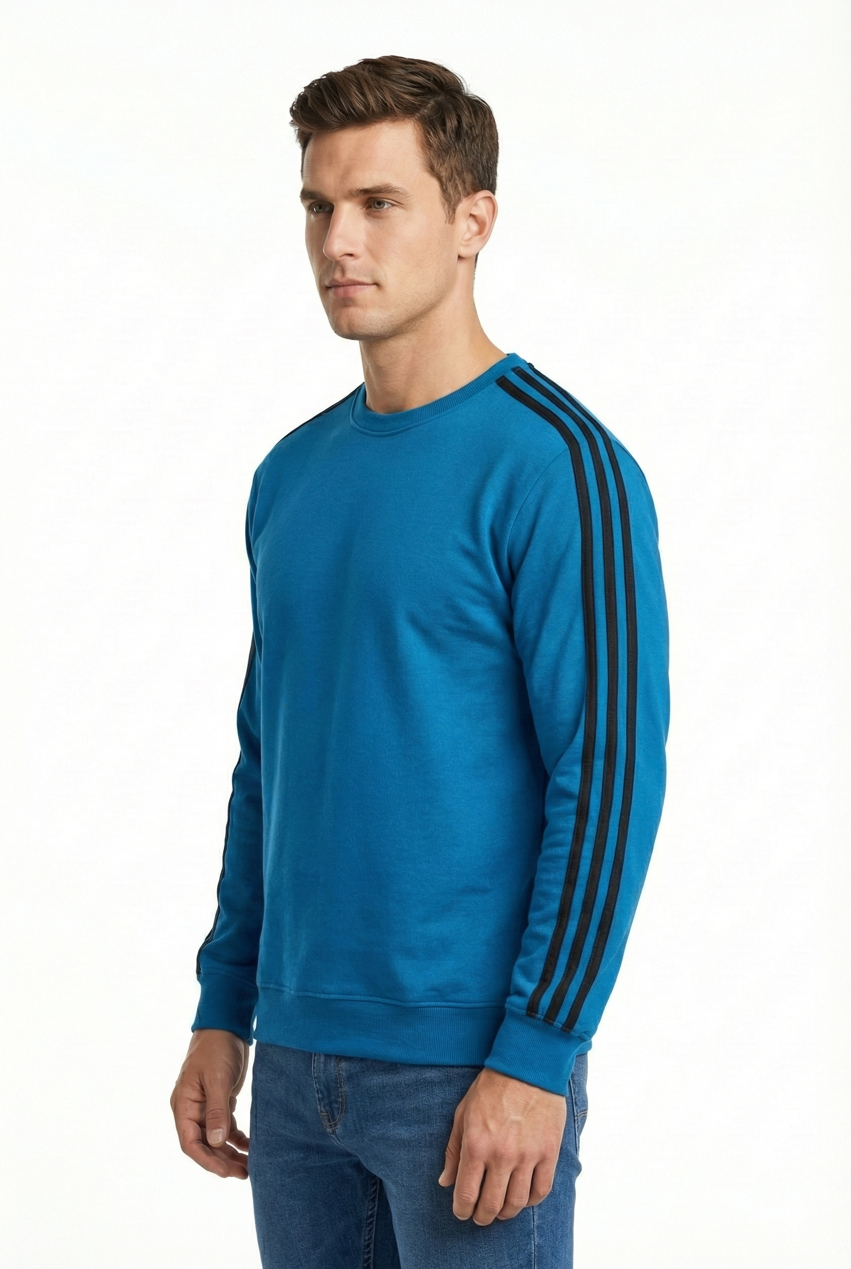 Compact 2 İplik Kumaş Kılbiyeli Sıfır Yaka Erkek Sweat