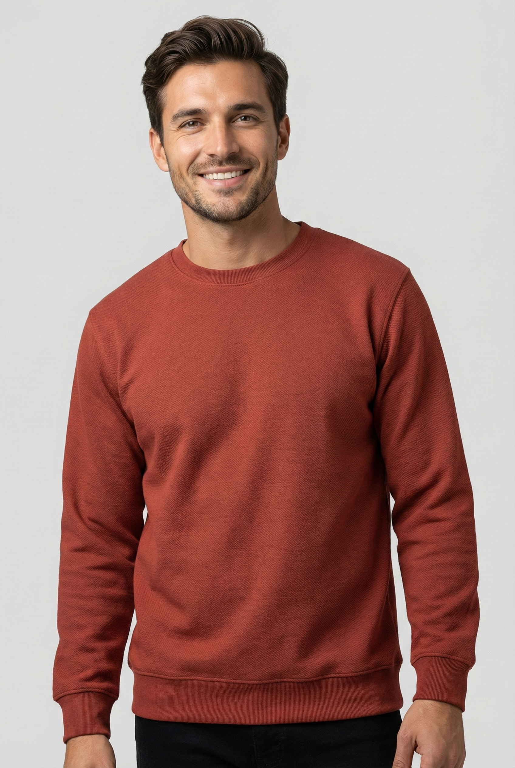 Çakıl Kumaş Sıfır Yaka Erkek Sweatshirt