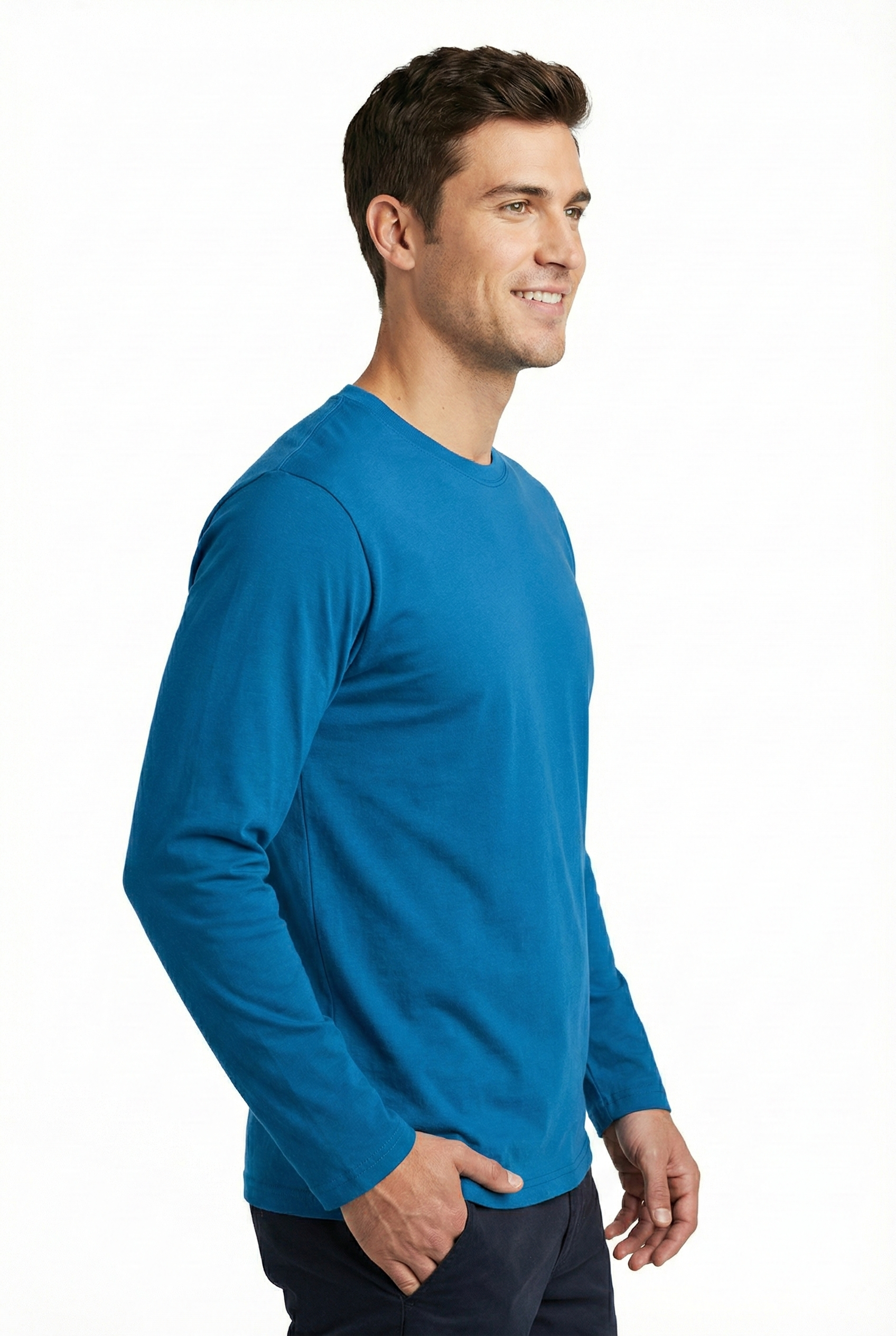 Bisiklet Yaka Kol Logo Detaylı Uzun Kollu Bisiklet Yaka Penye Kumaş Sweatshirt