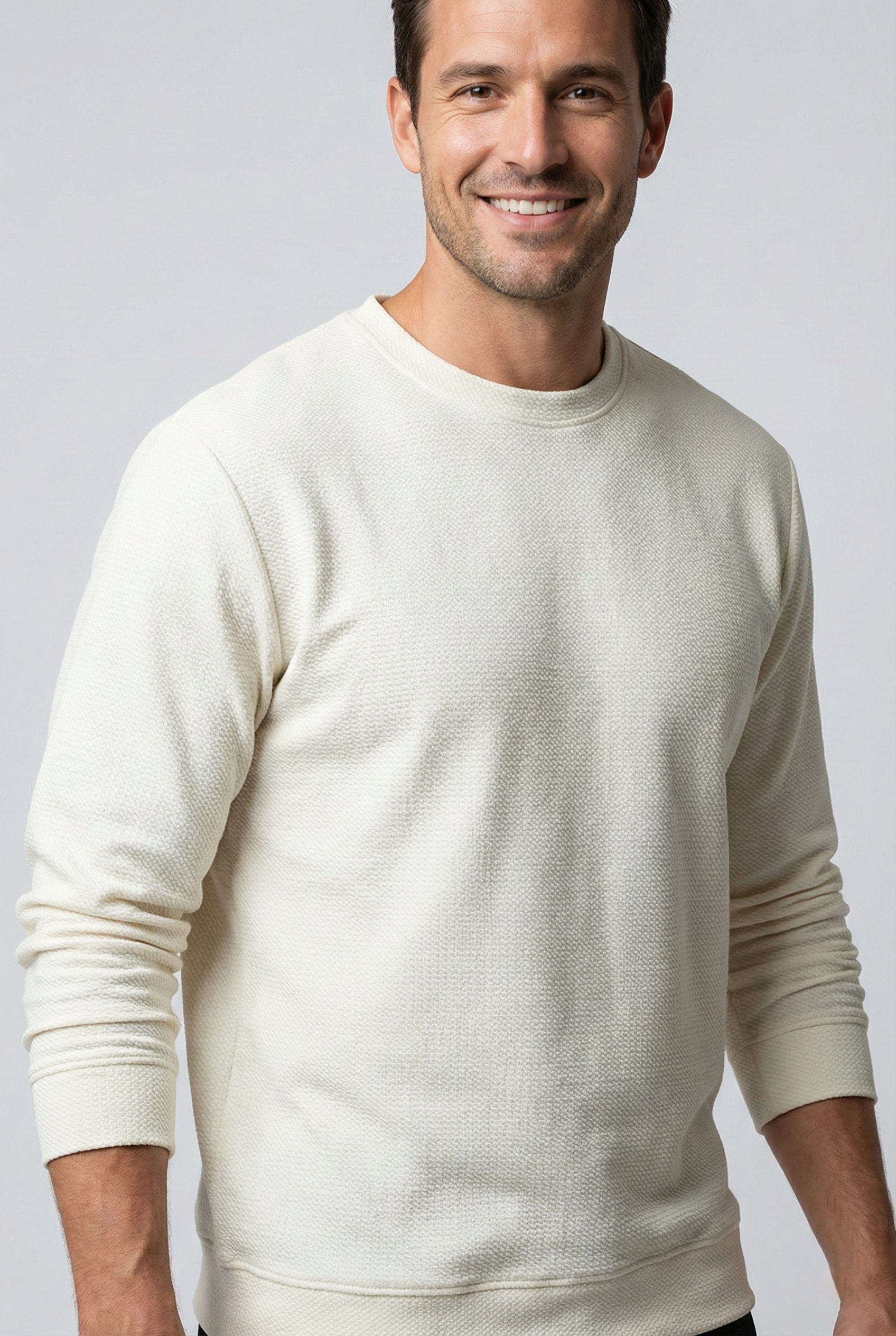 Çakıl Kumaş Sıfır Yaka Erkek Sweatshirt