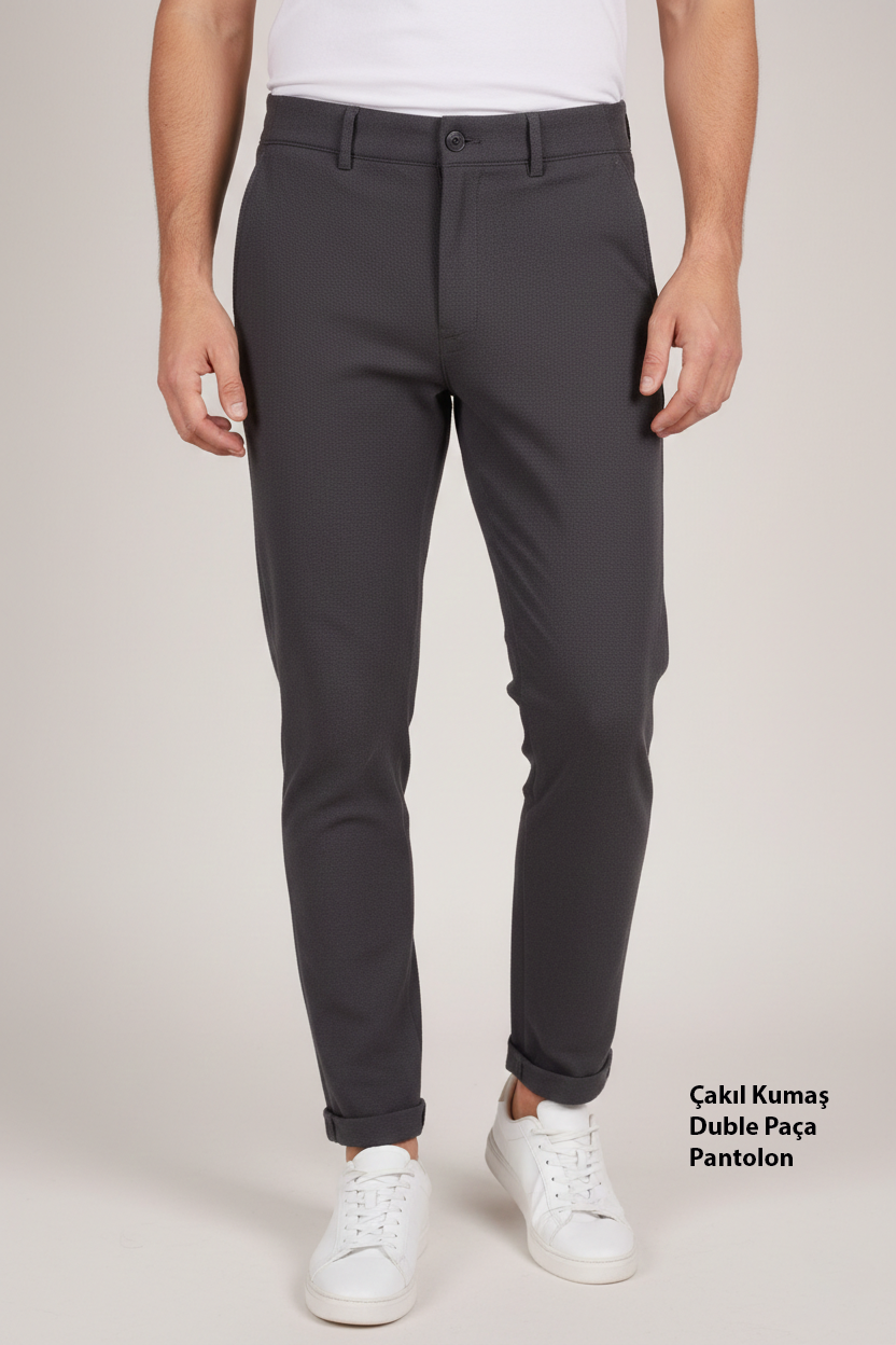 Çakıl Kumaş Duble Paça Erkek Pantolon