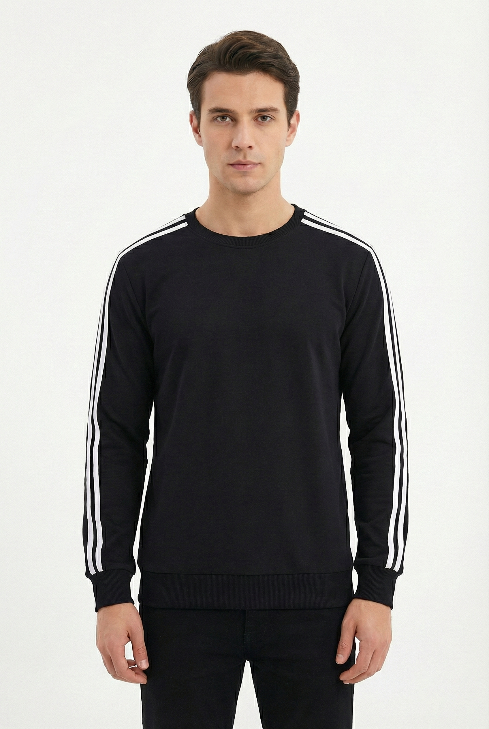 Compact 2 İplik Kumaş Kılbiyeli Sıfır Yaka Erkek Sweat