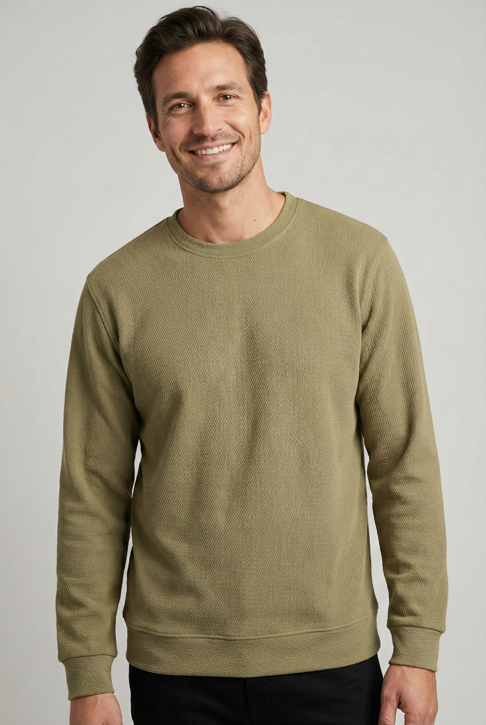 Çakıl Kumaş Sıfır Yaka Erkek Sweatshirt